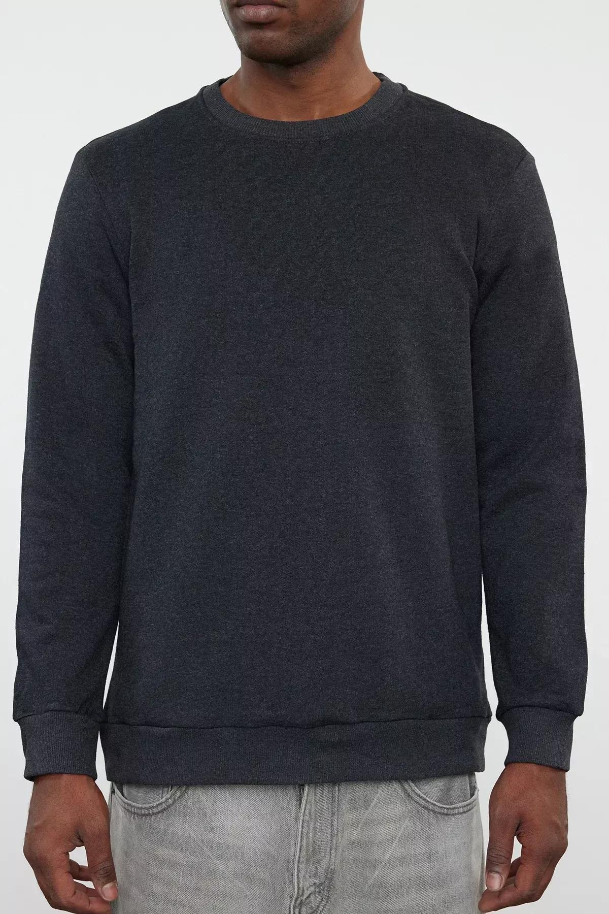 Grey Regular Crew Neck Sweatshirt, , large image number 5