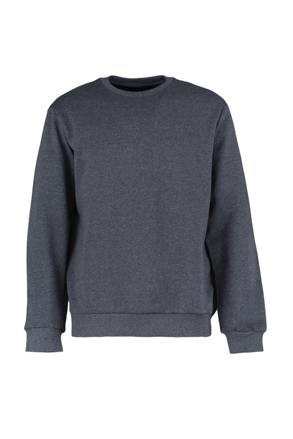 Trendyol - Grey Regular Crew Neck Sweatshirt