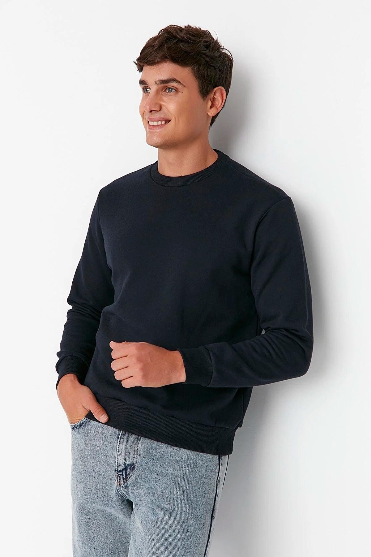 Blue Crew Neck Sweatshirt, , large image number 0