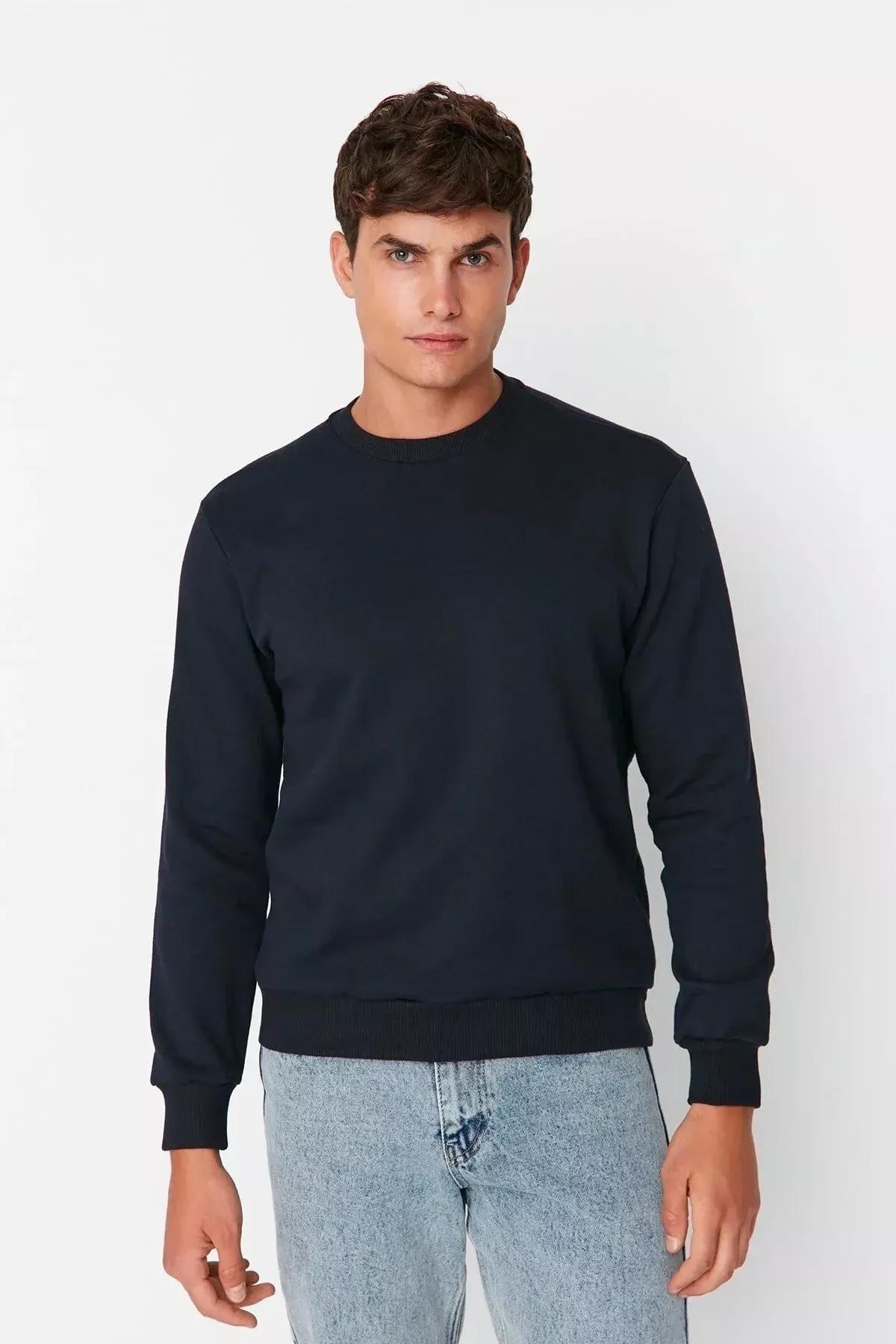 Blue Crew Neck Sweatshirt, Dark blue, large image number 9