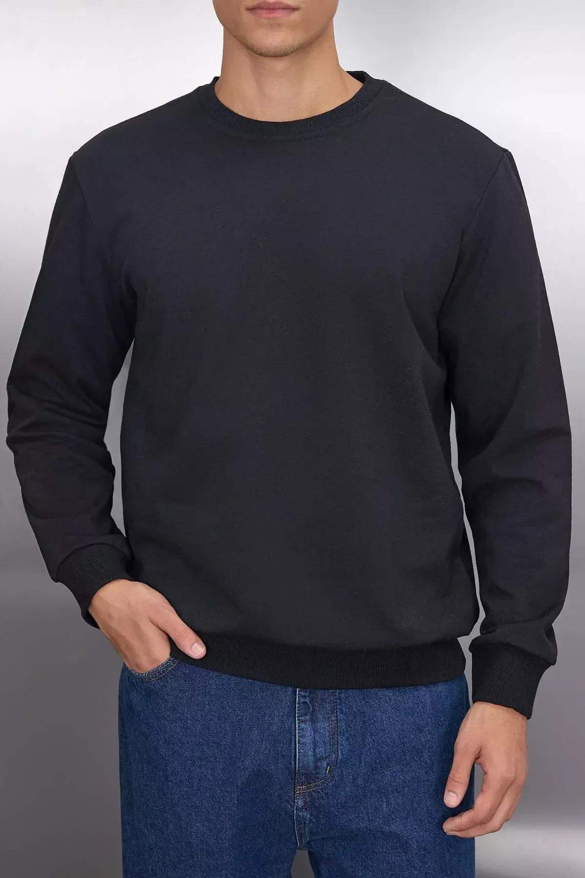 Black Crew Neck Sweatshirt, , large image number 5