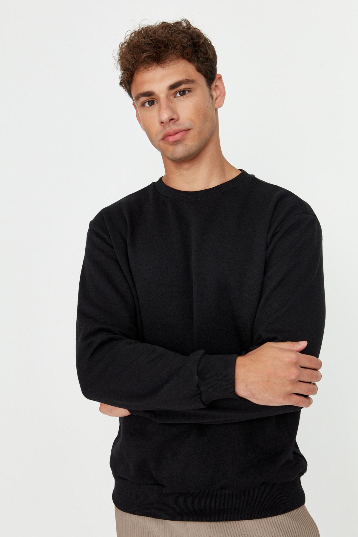 Black Crew Neck Sweatshirt, , large image number 6