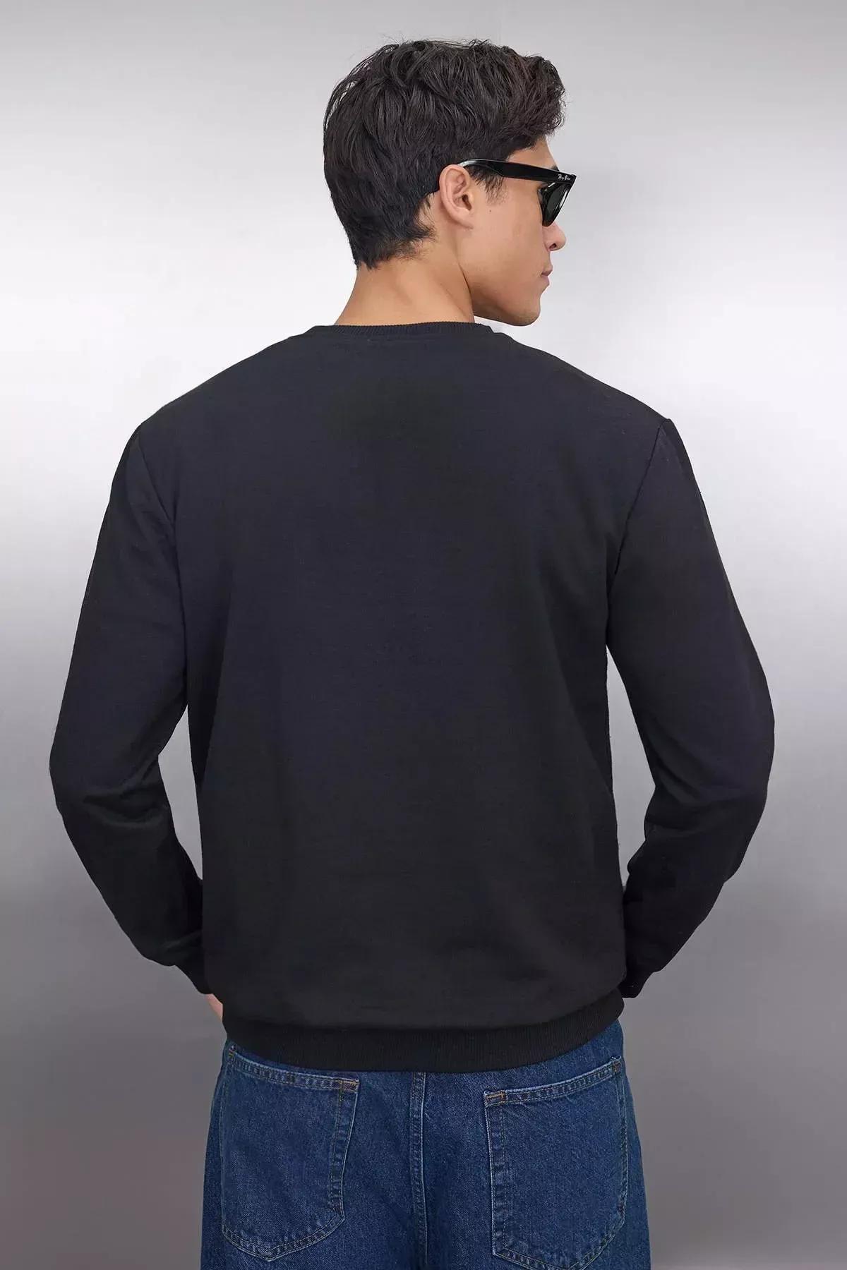 Black Crew Neck Sweatshirt, , large image number 7