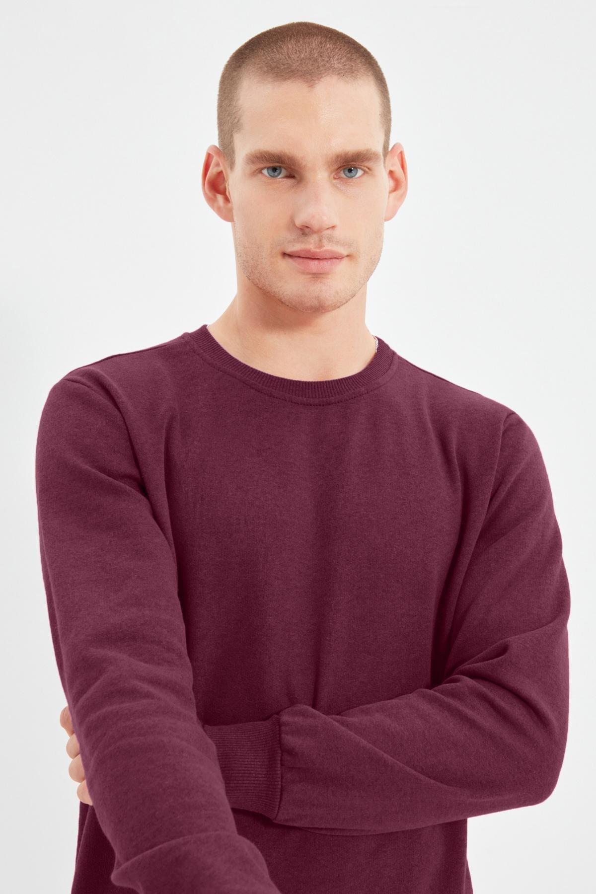 Burgundy Regular Crew Neck Sweatshirt, , large image number 0