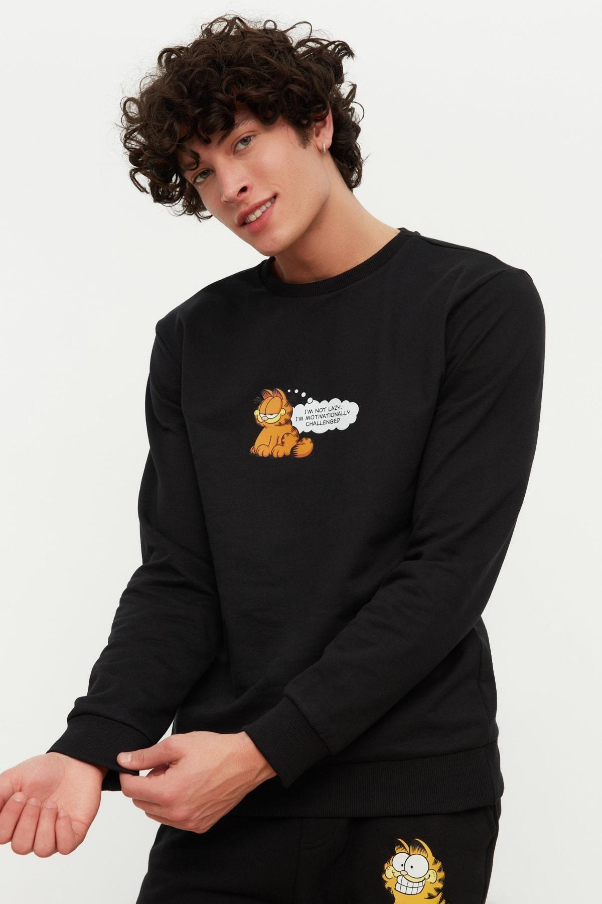 Black Regular Crew Neck Sweatshirt, , large image number 0