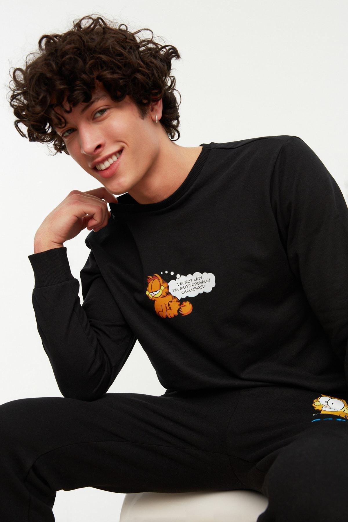Black Regular Crew Neck Sweatshirt, , large image number 3