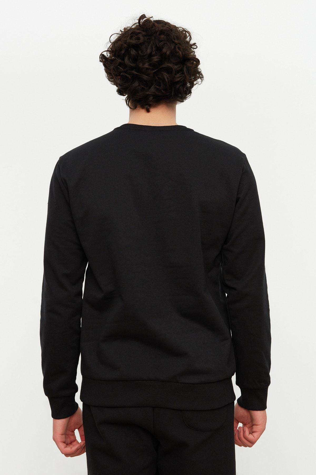 Black Regular Crew Neck Sweatshirt, , large image number 4