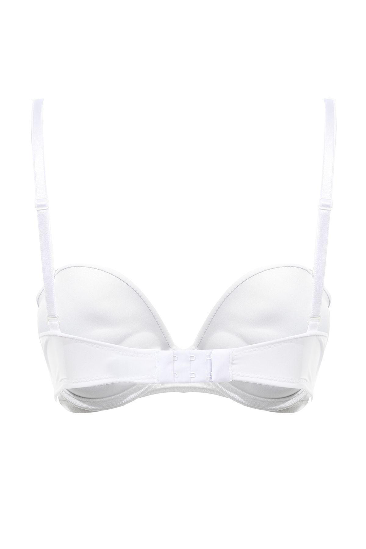 White Rope Strap Push-Up Bra, White, large image number 7