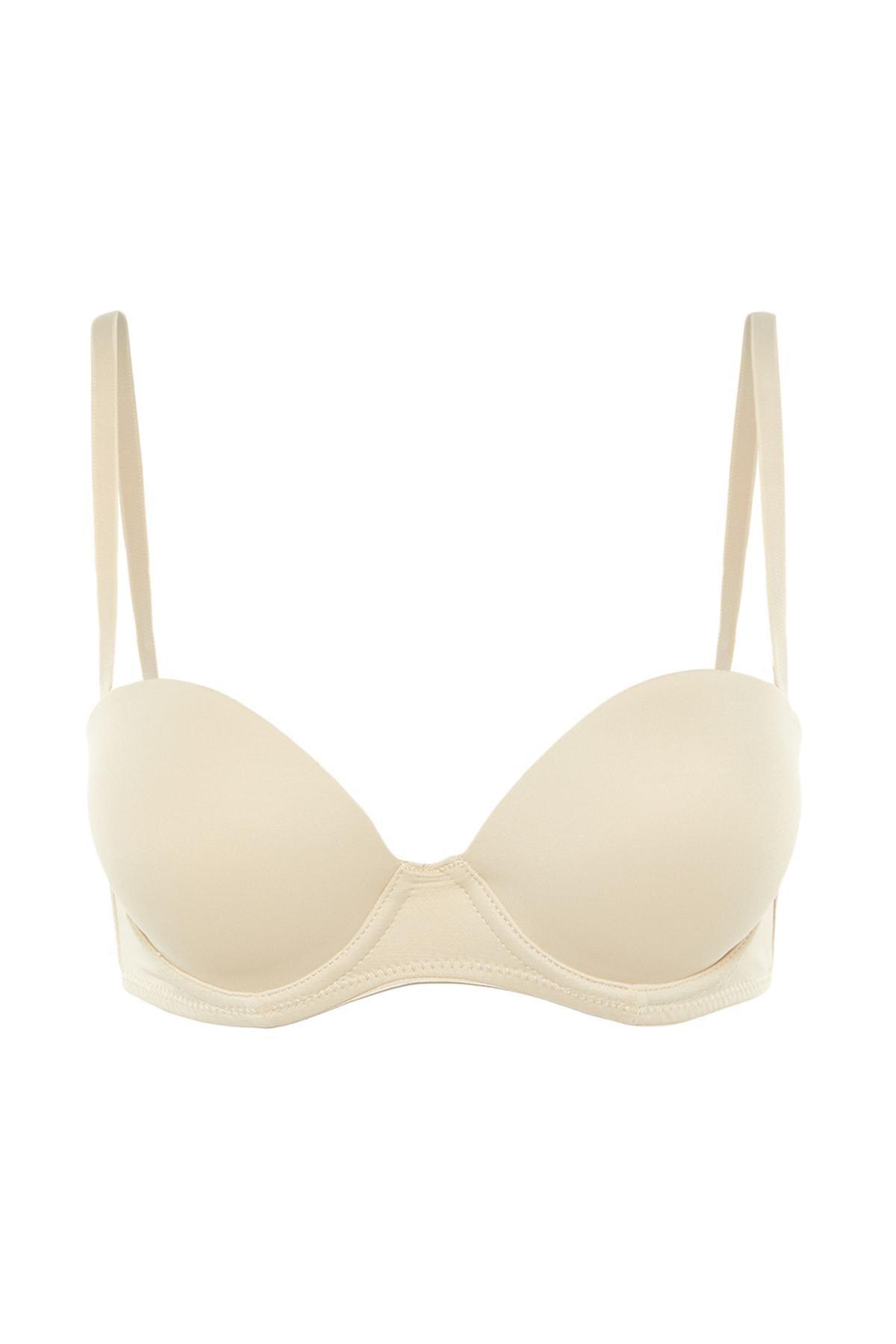 Beige Plain Bra, , large image number 6