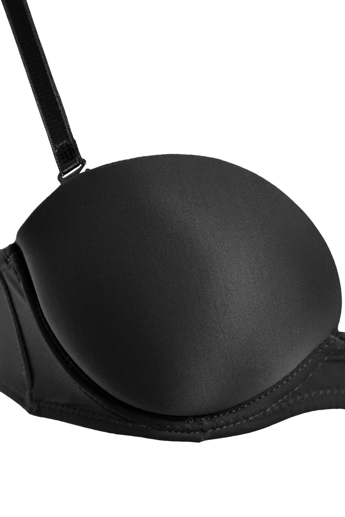 Black Plain Bra, Black, large image number 5