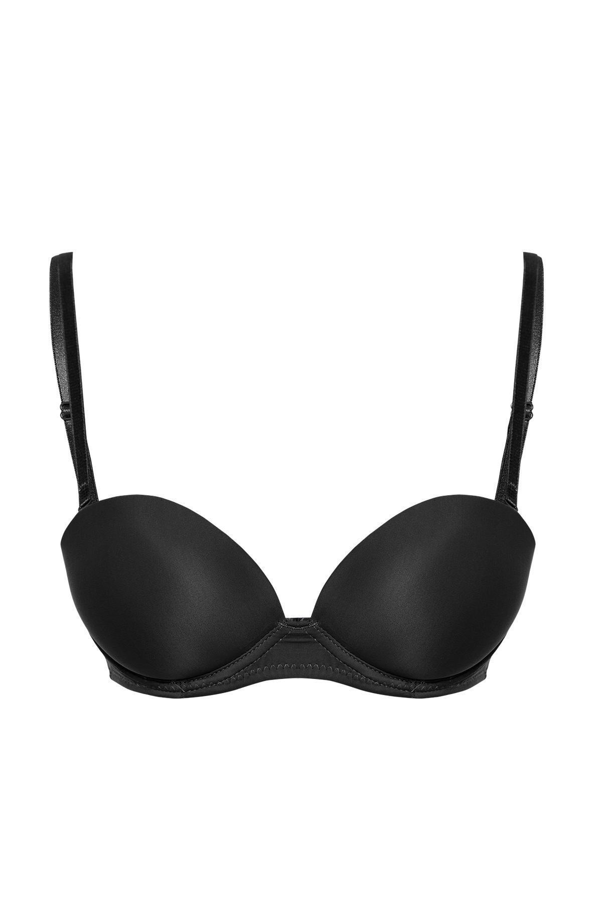 Black Plain Bra, Black, large image number 6