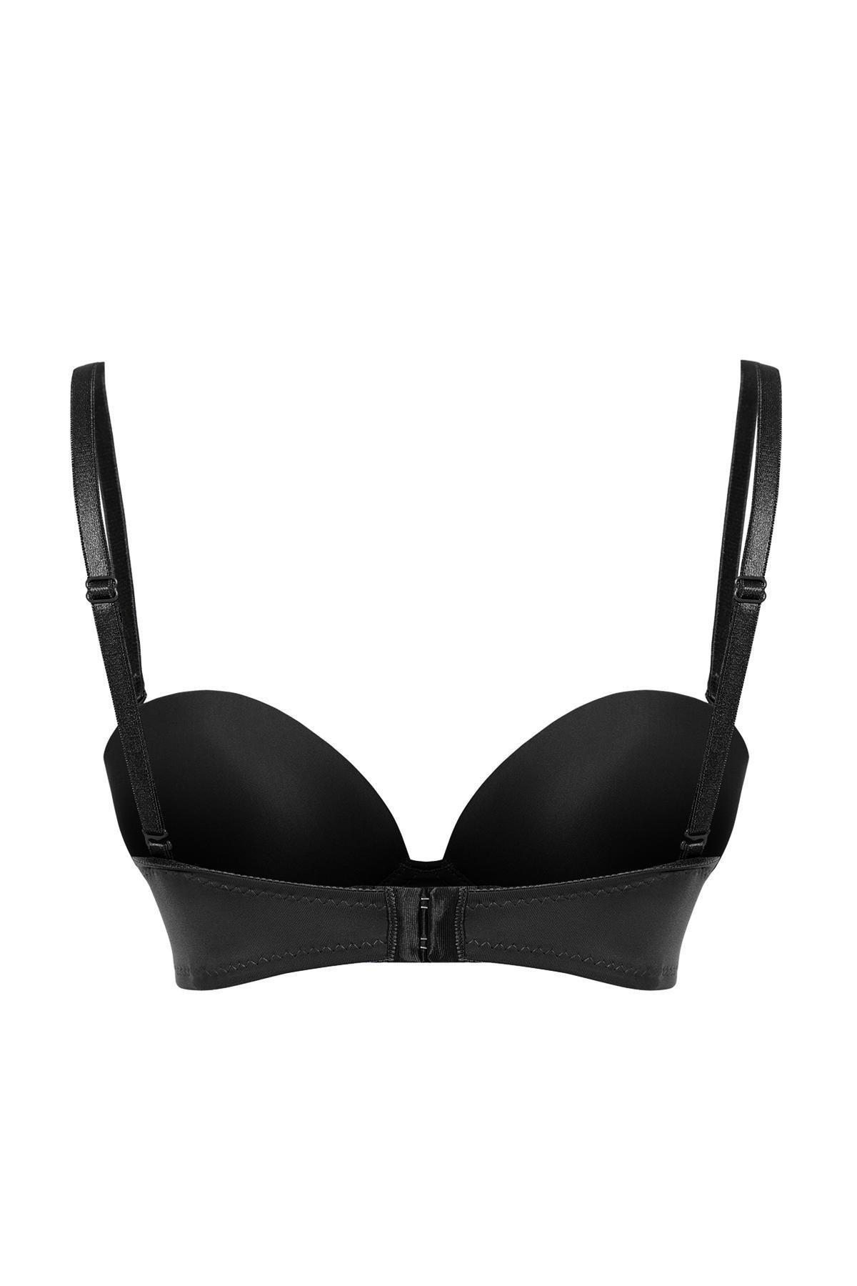 Black Plain Bra, Black, large image number 7
