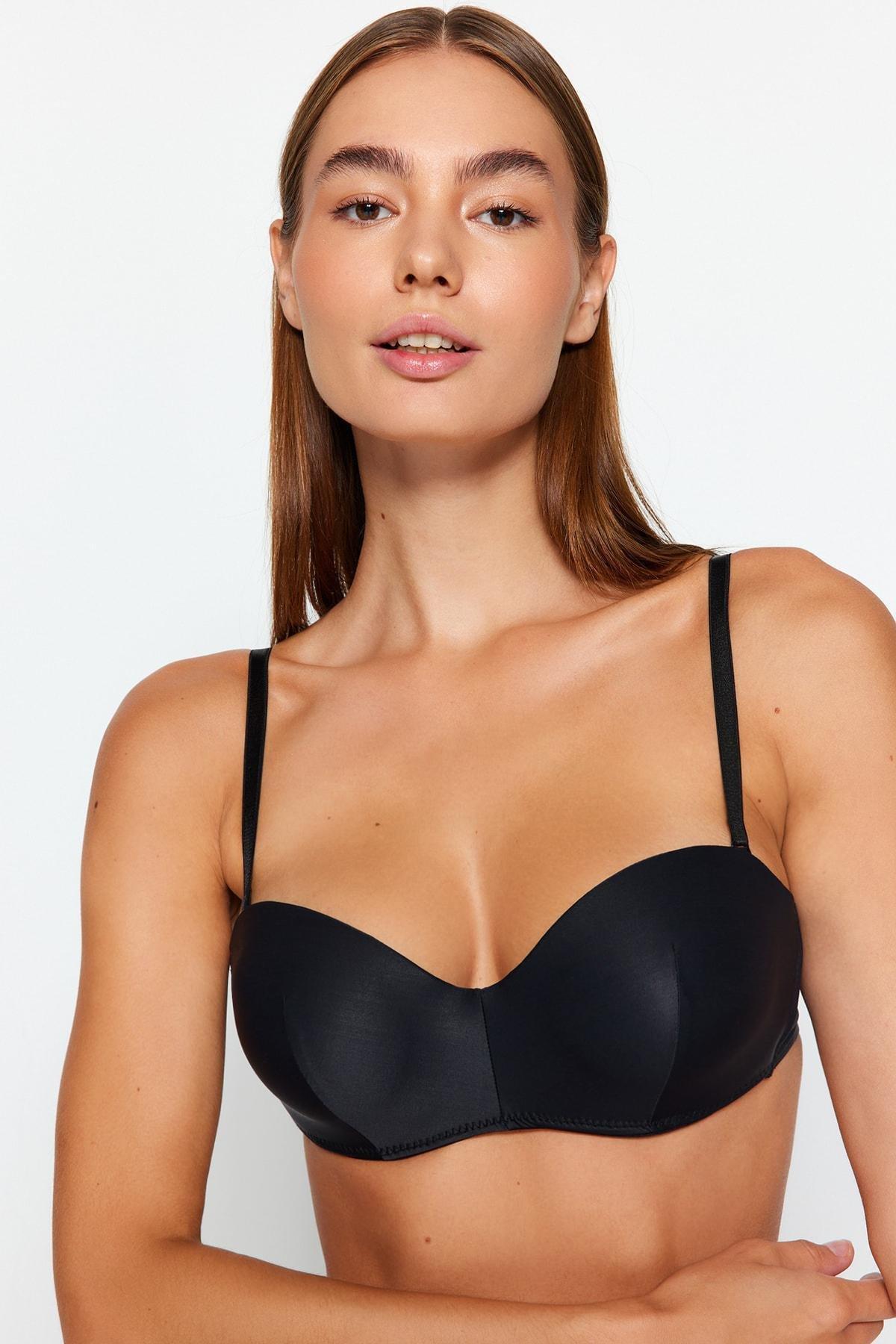 Black Plain Bra, , large image number 1