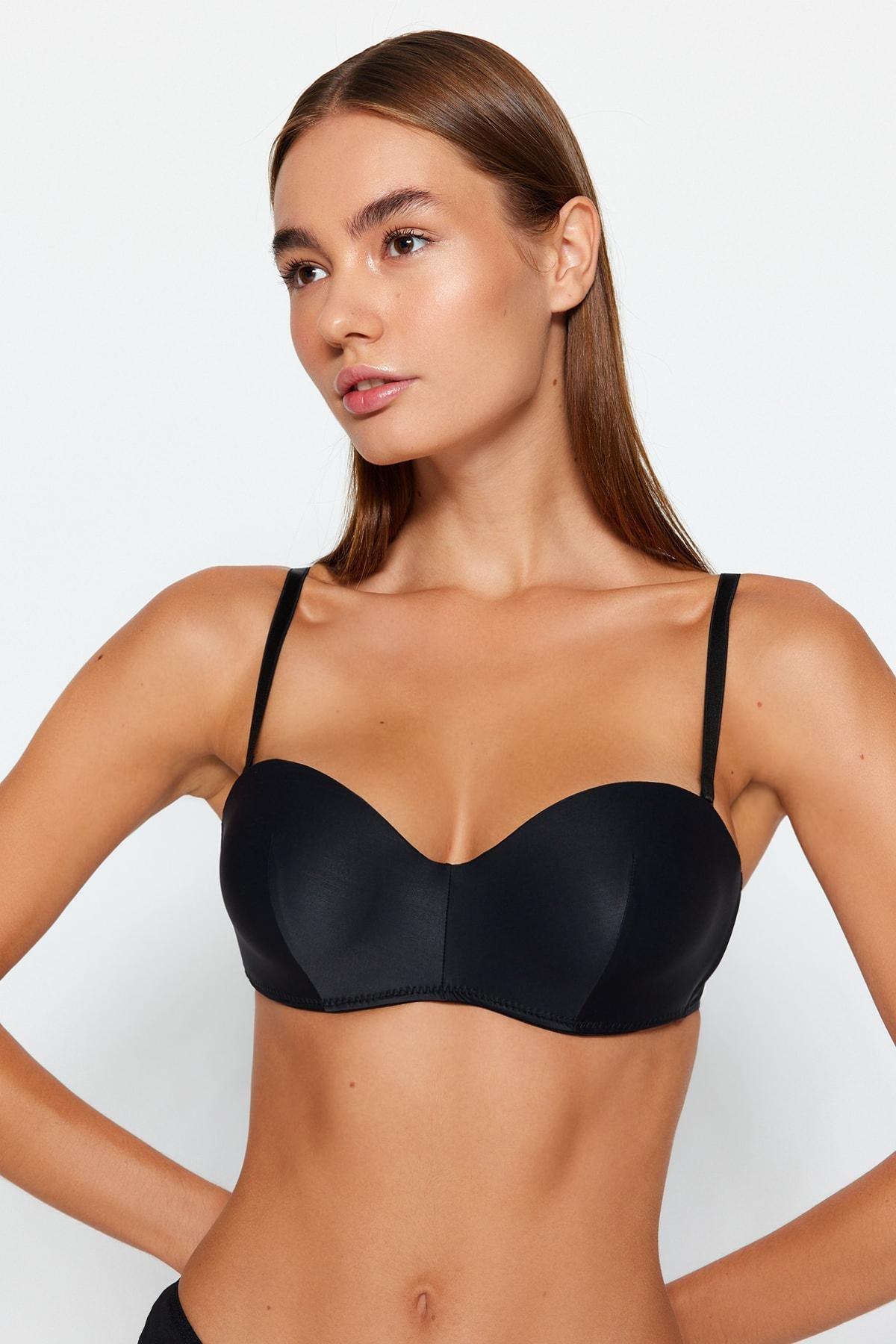 Black Plain Bra, , large image number 2