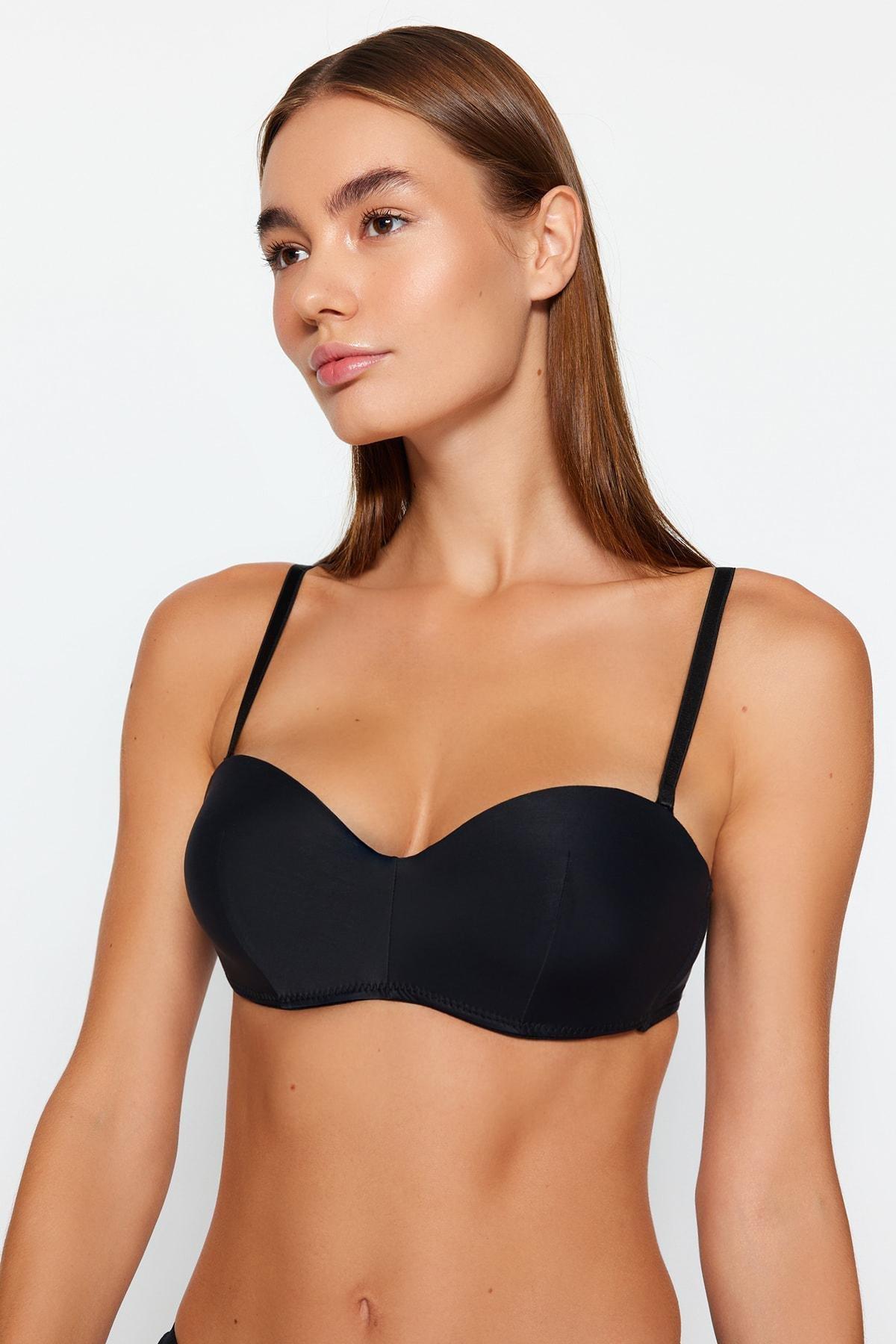 Black Plain Bra, , large image number 3
