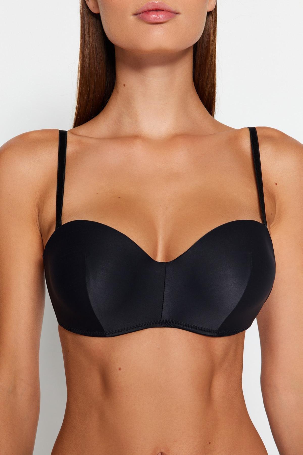 Black Plain Bra, , large image number 4