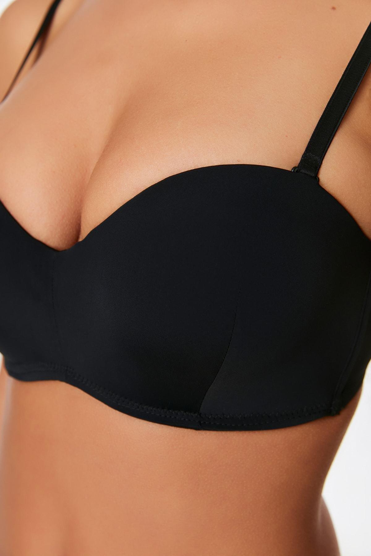 Black Plain Strapless Bra, , large image number 3
