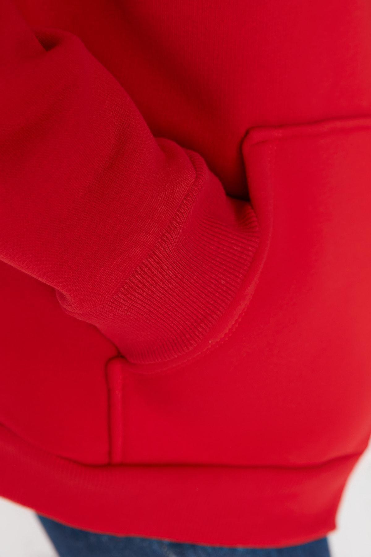 Red Boyfriend Sweatshirt, Red, large image number 1