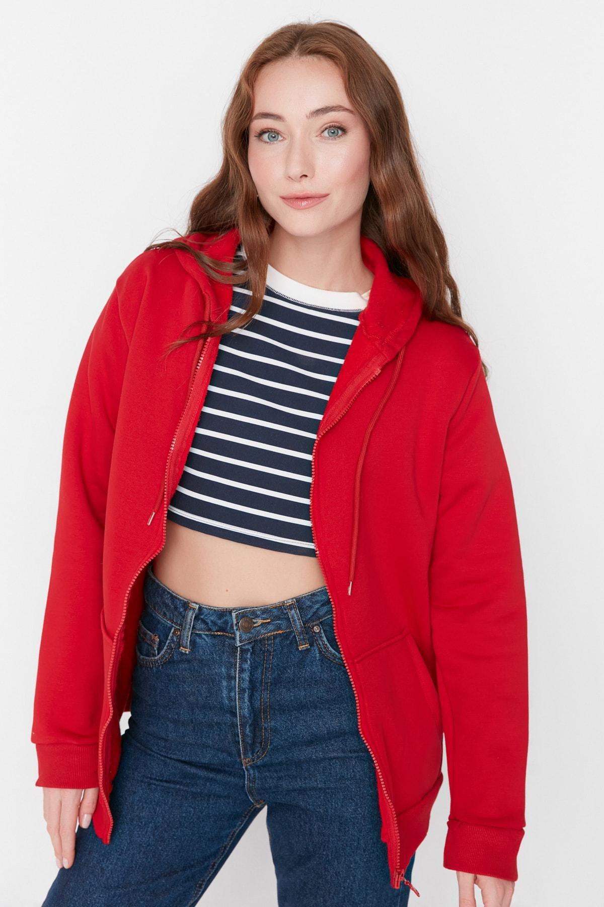 Red Boyfriend Sweatshirt, Red, large image number 3
