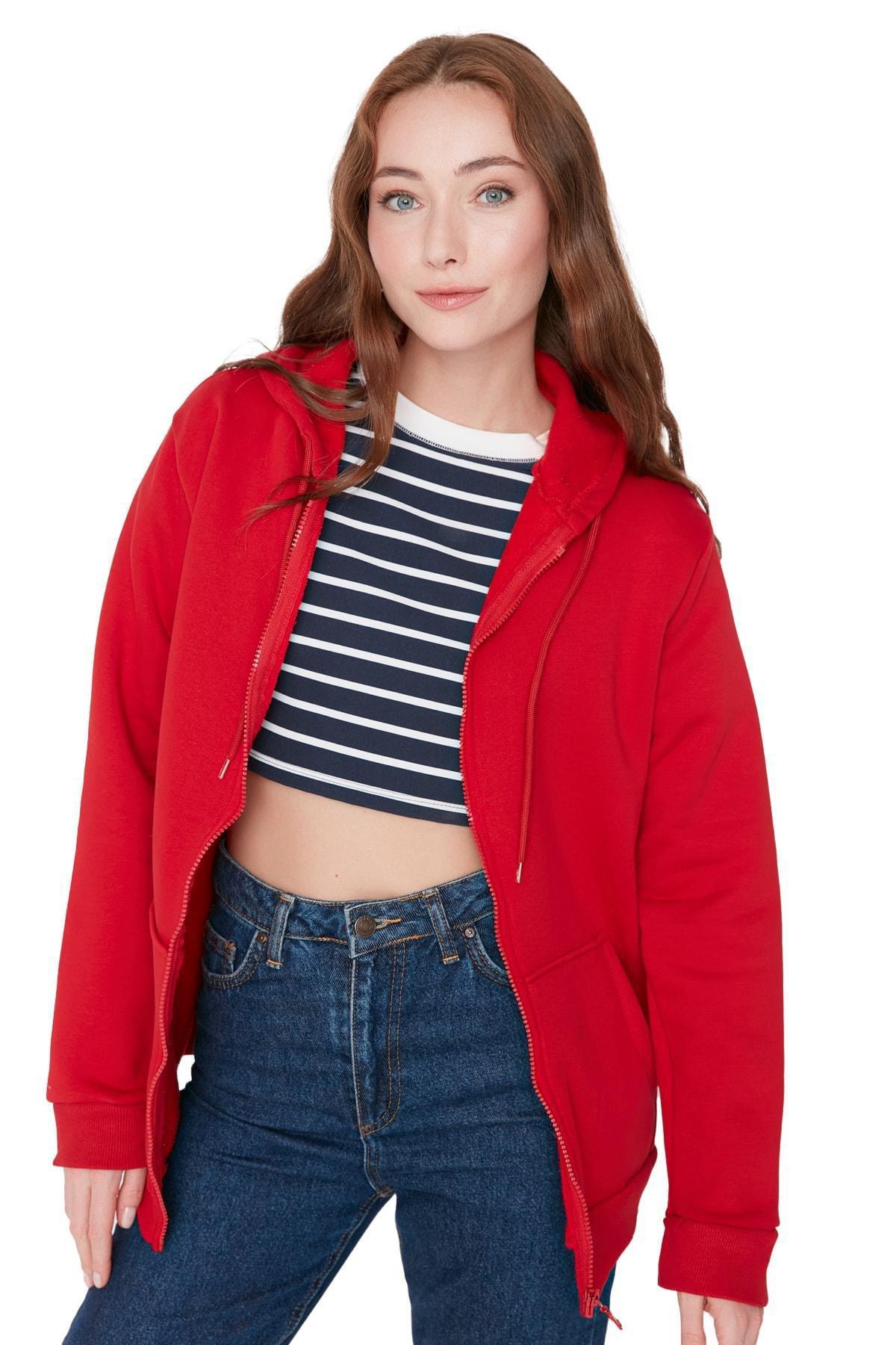 Red Boyfriend Sweatshirt, Red, large image number 4