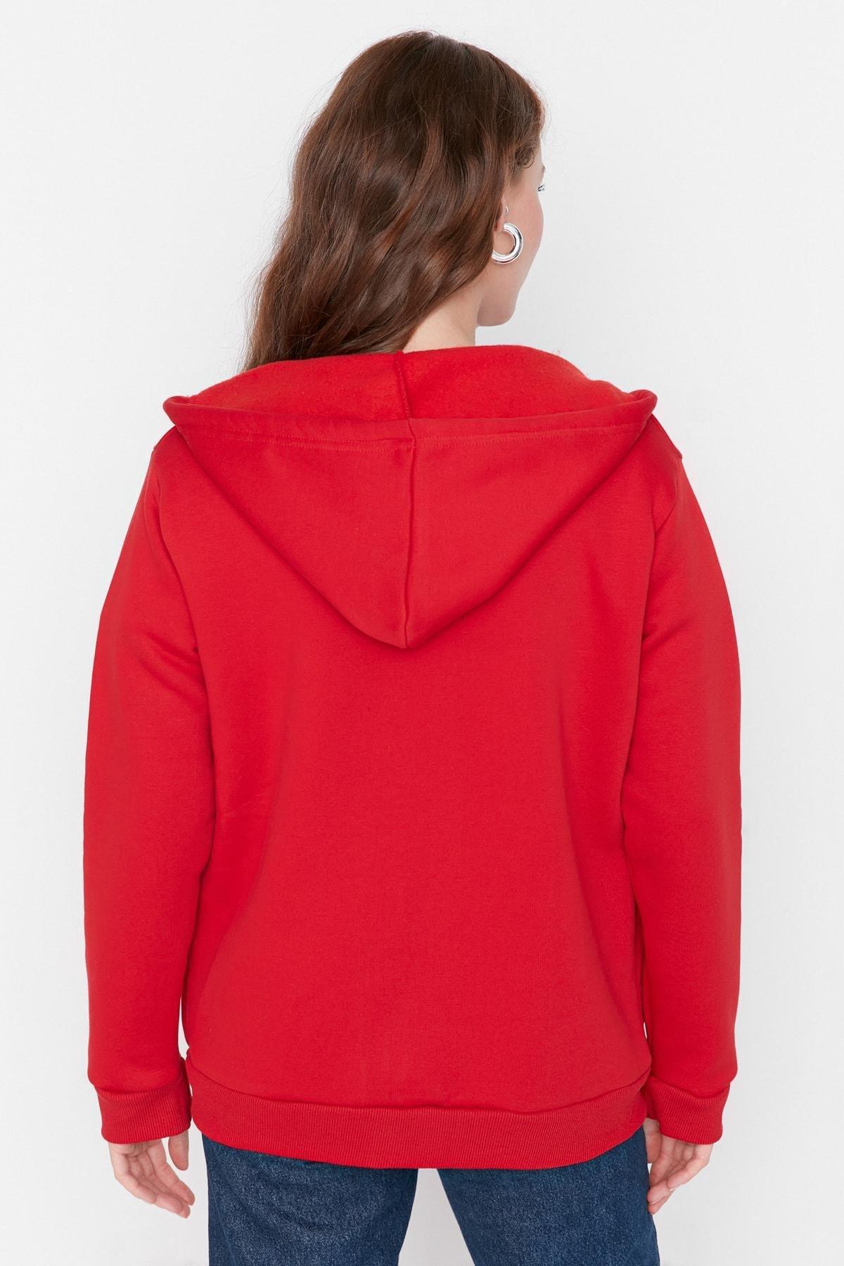 Red Boyfriend Sweatshirt, Red, large image number 5
