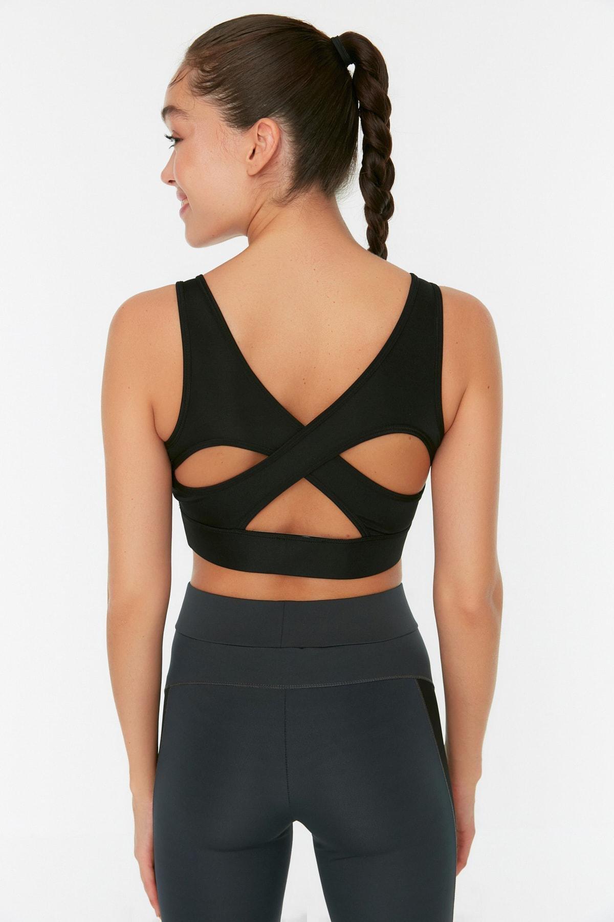 Black Plain Sports Bra, Black, large image number 6