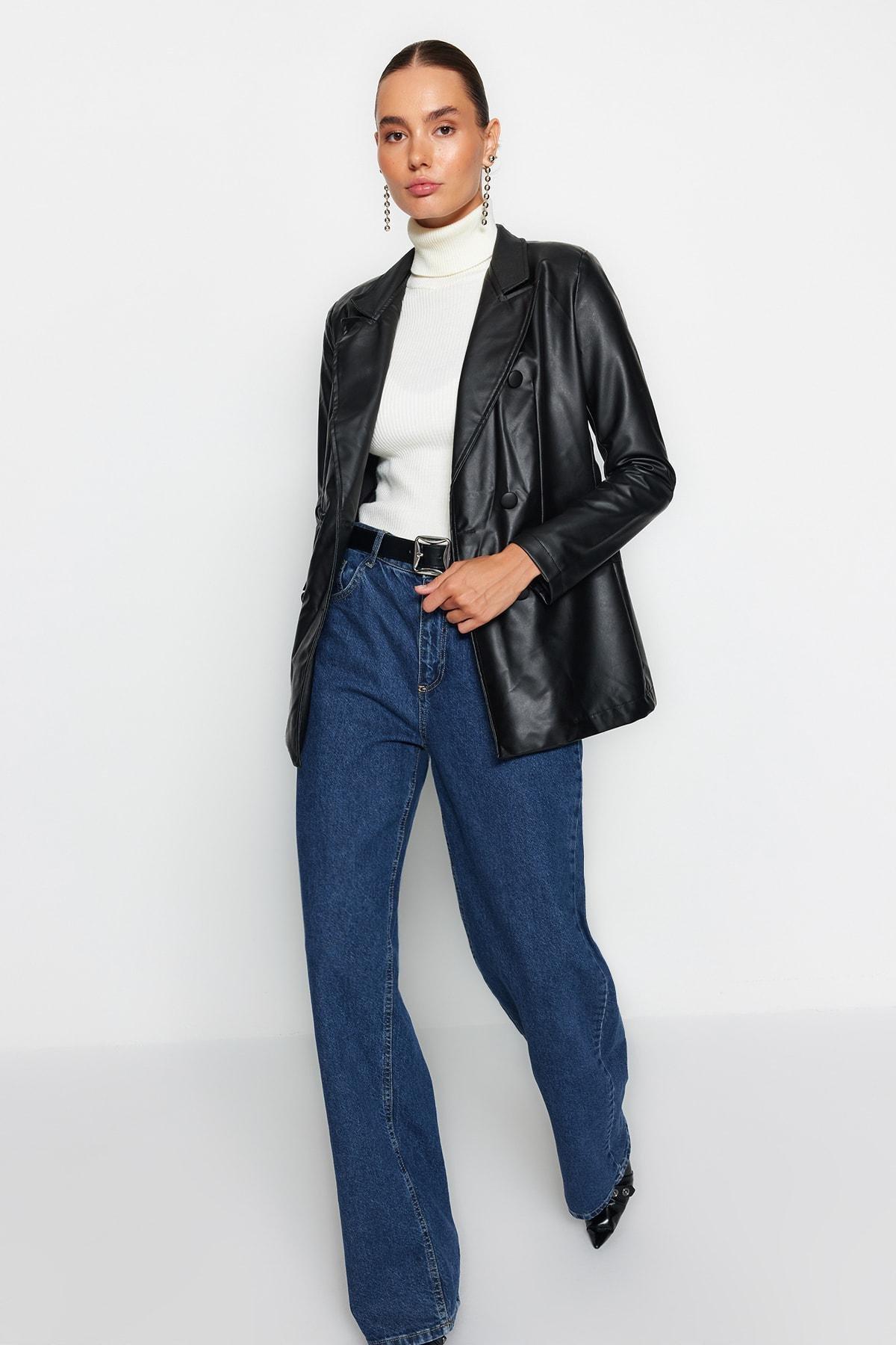 Black Regular Lapel Collar Blazer, , large image number 1