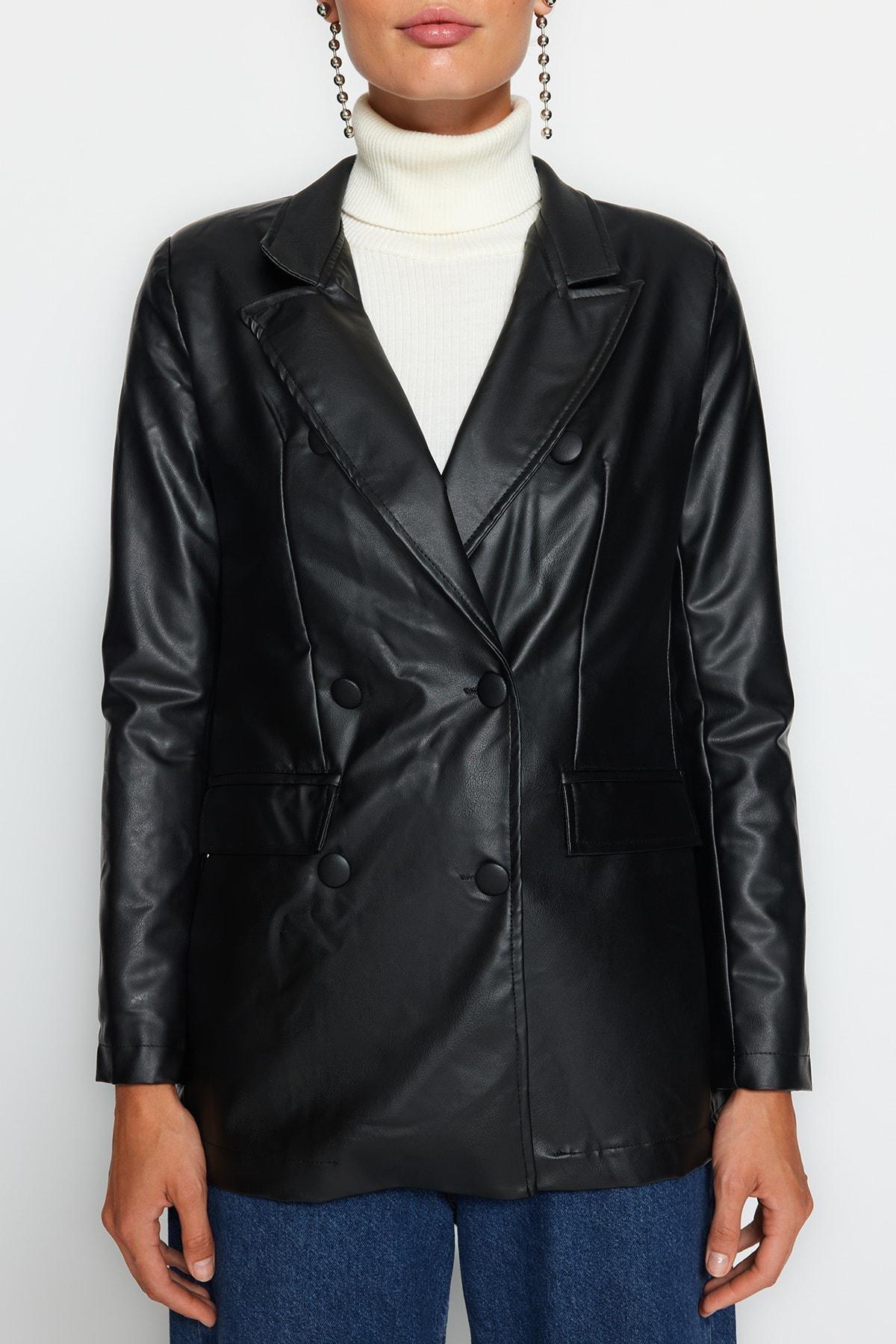 Black Regular Lapel Collar Blazer, , large image number 3