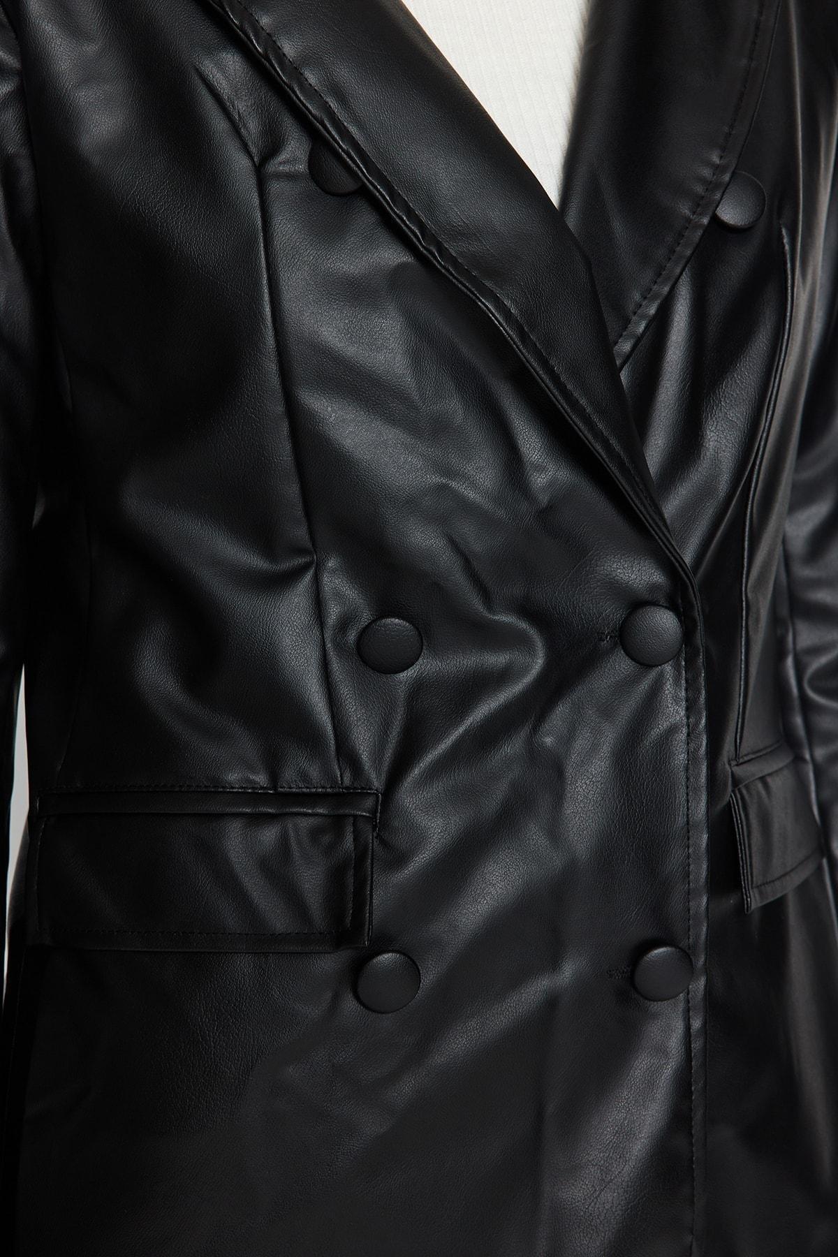 Black Regular Lapel Collar Blazer, , large image number 4
