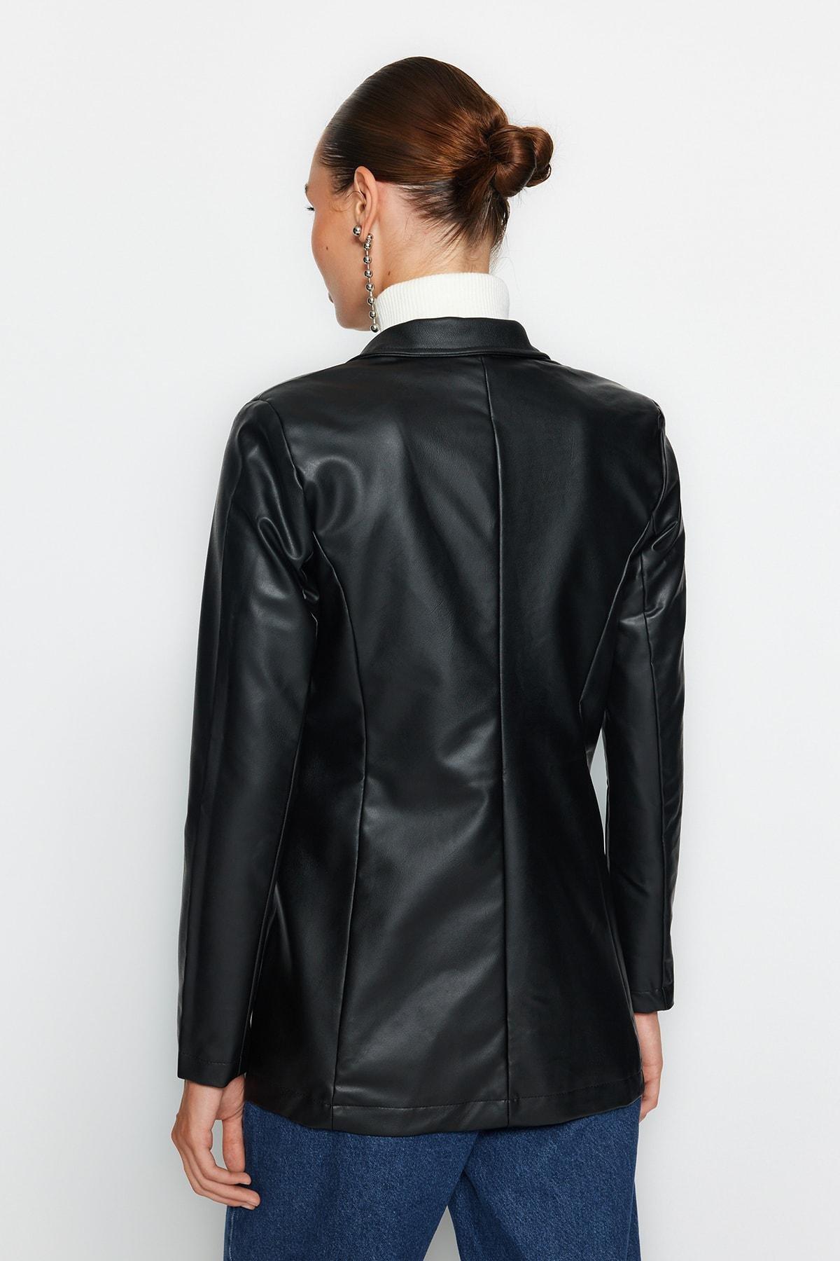 Black Regular Lapel Collar Blazer, , large image number 5