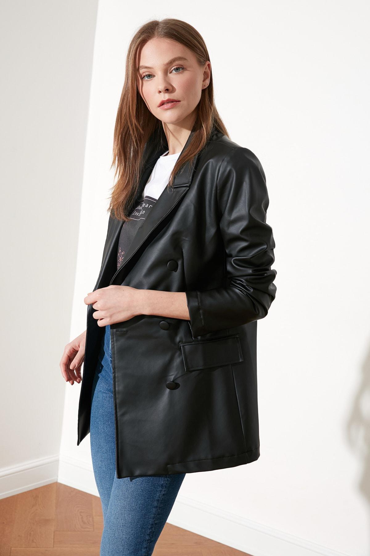 Black Regular Lapel Collar Blazer, , large image number 6