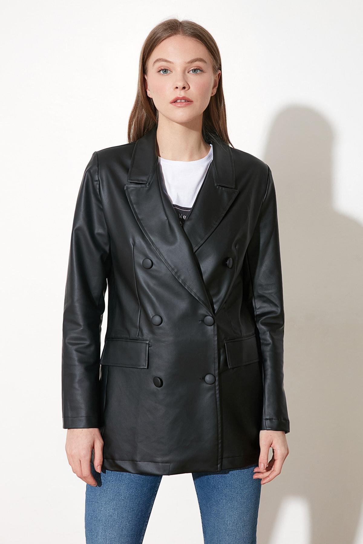 Black Regular Lapel Collar Blazer, , large image number 8