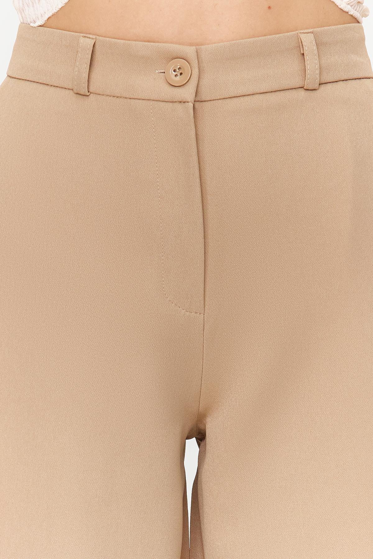 Beige Wide Leg Woven Trousers, , large image number 3