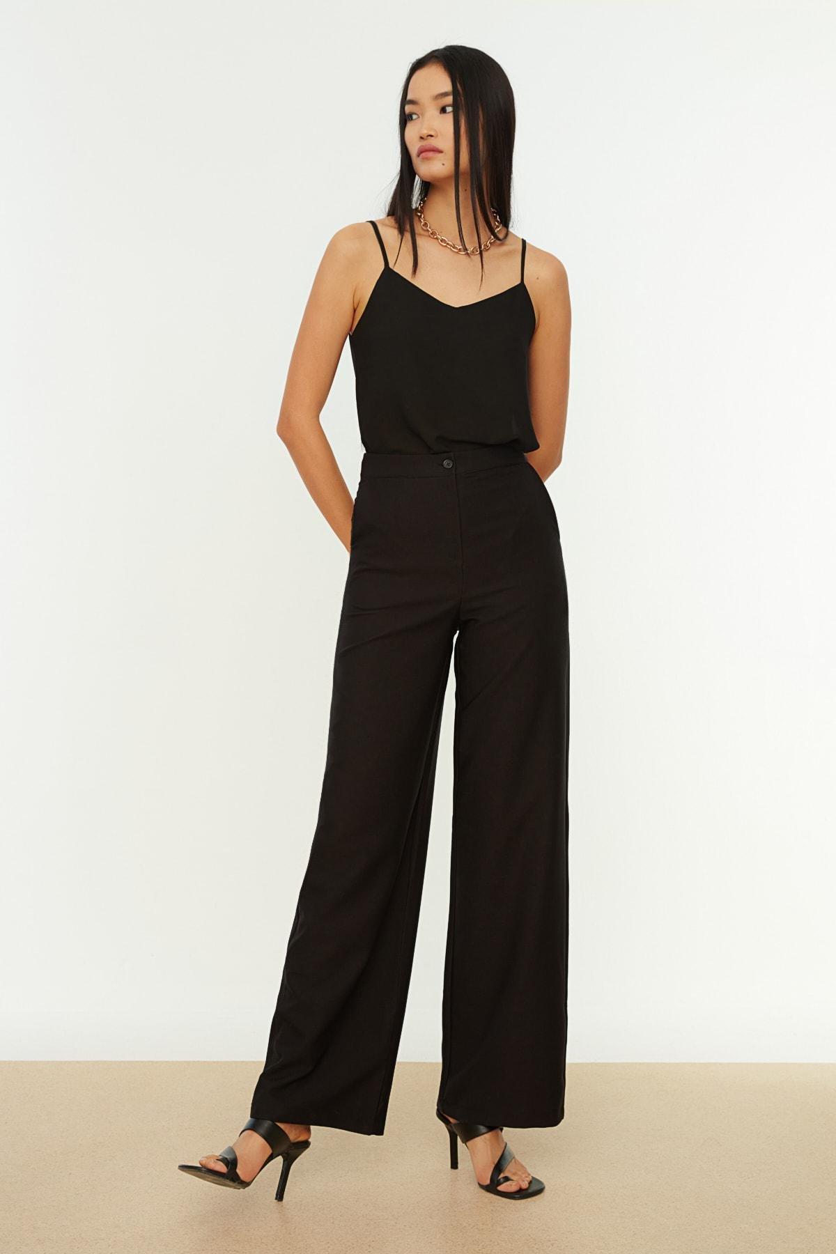 Black Wide Leg High Waist Pants, , large image number 2