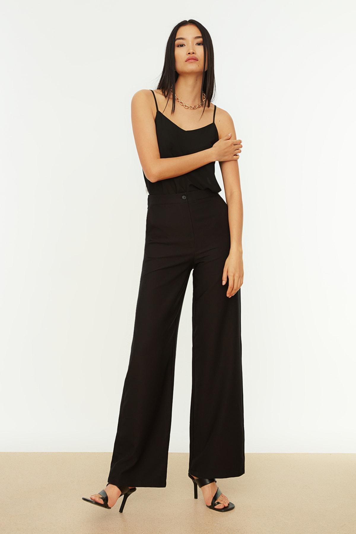 Black Wide Leg High Waist Pants, , large image number 3