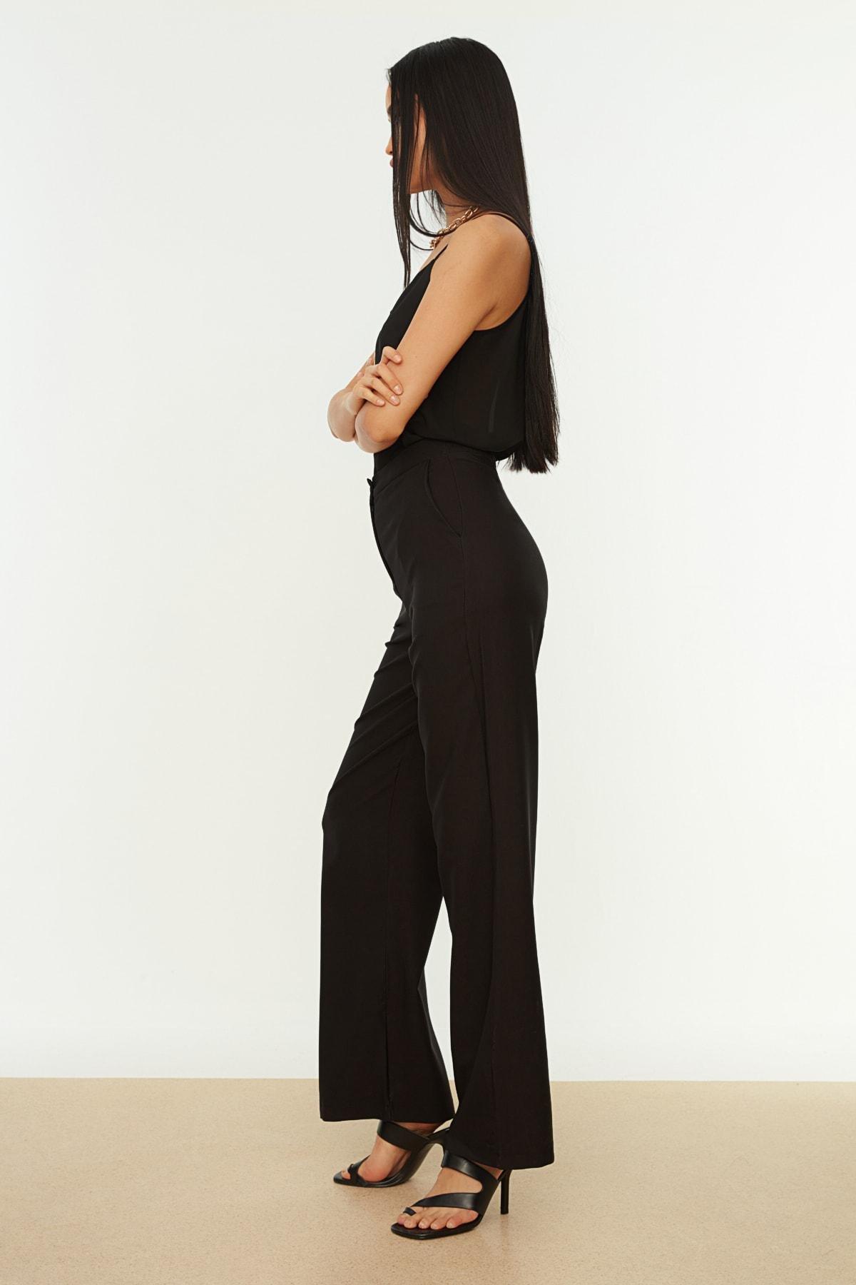 Black Wide Leg High Waist Pants, , large image number 4