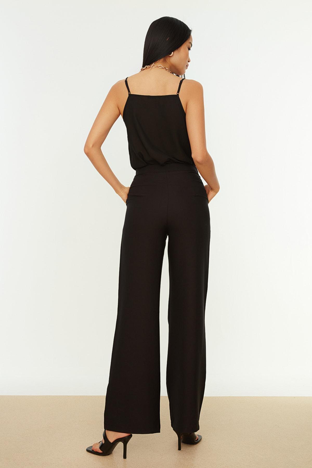 Black Wide Leg High Waist Pants, , large image number 6