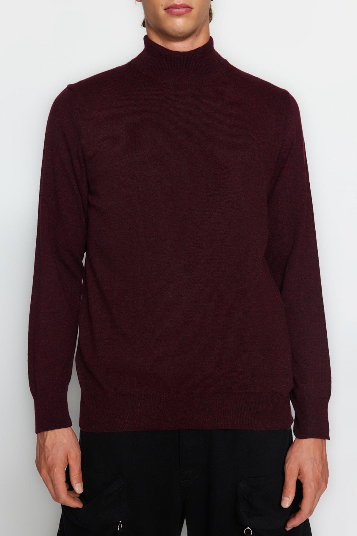 Burgundy Turtleneck Knitwear Sweater, Burgundy, large image number 2