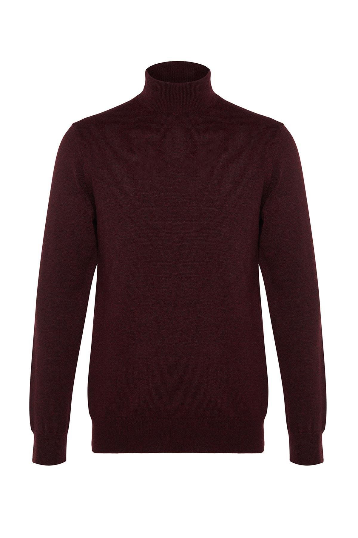 Burgundy Turtleneck Knitwear Sweater, Burgundy, large image number 4