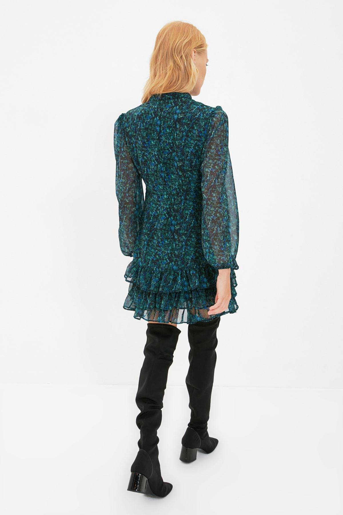 Green Ruffle Hem Dress, , large image number 4