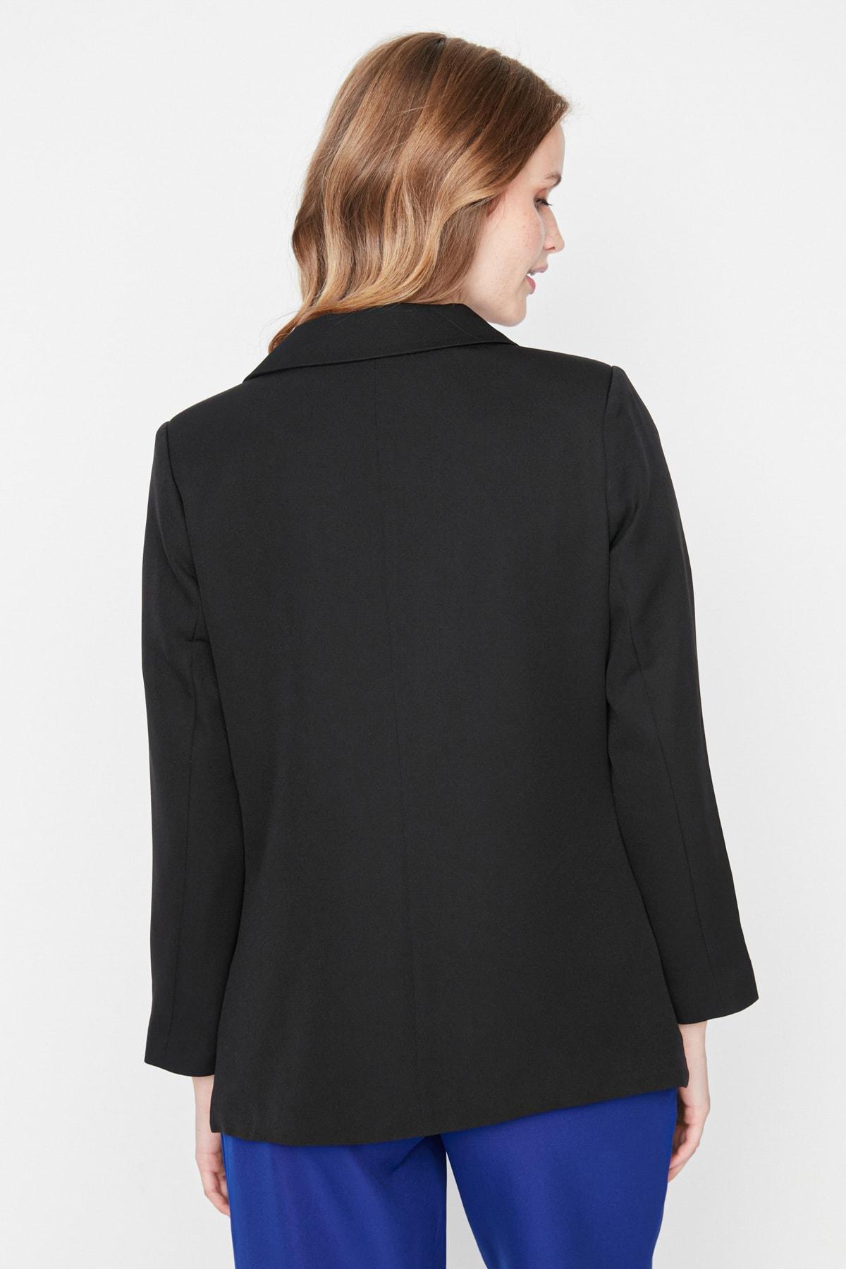Black Regular Lapel Collar Blazer, , large image number 4