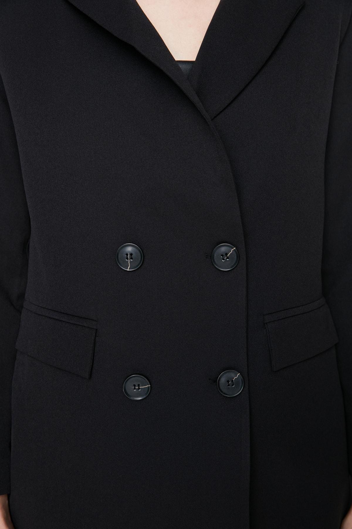 Black Regular Lapel Collar Blazer, Black, large image number 4