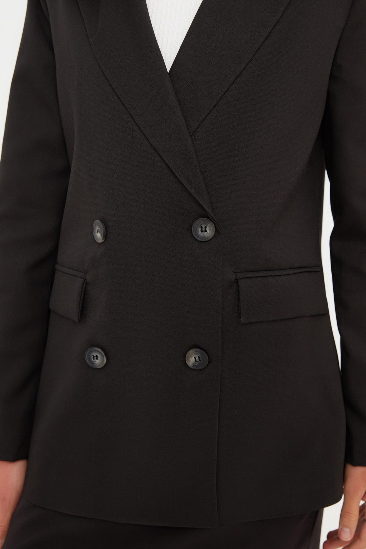 Black Regular Lapel Collar Blazer, , large image number 8