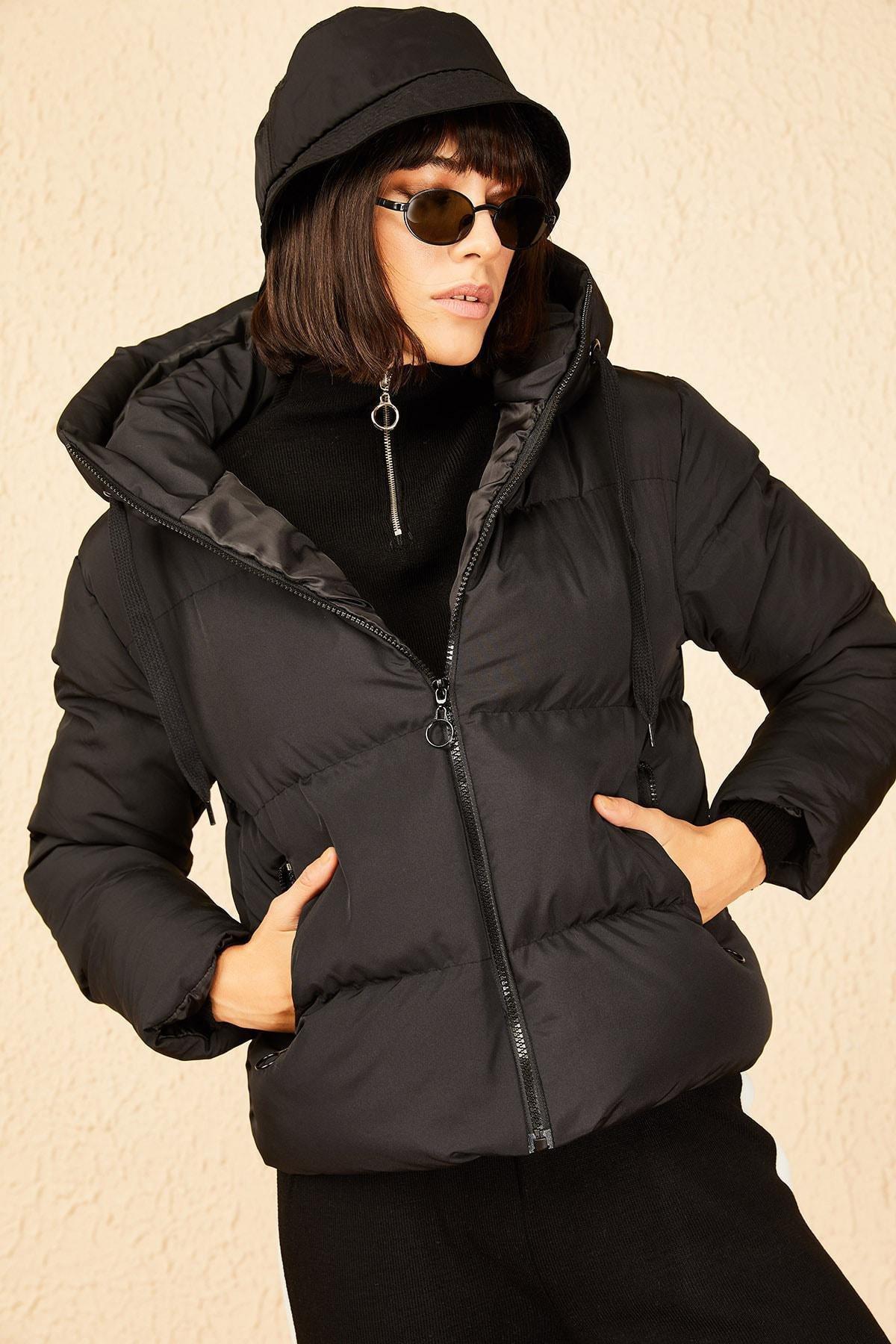 Black Hooded Down Jacket, BLACK, large image number 4