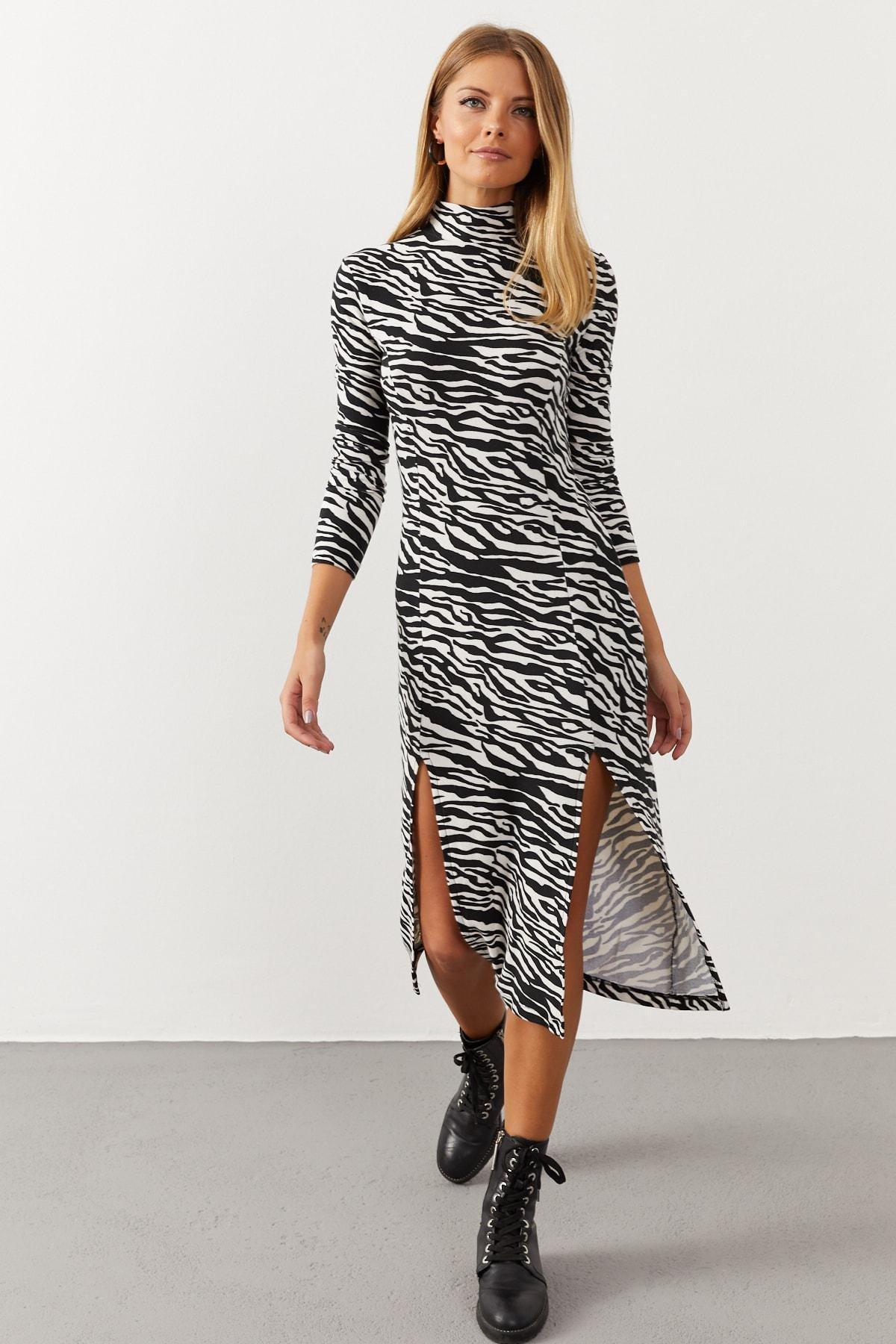 Black High Neck Bodycon Dress, , large image number 1