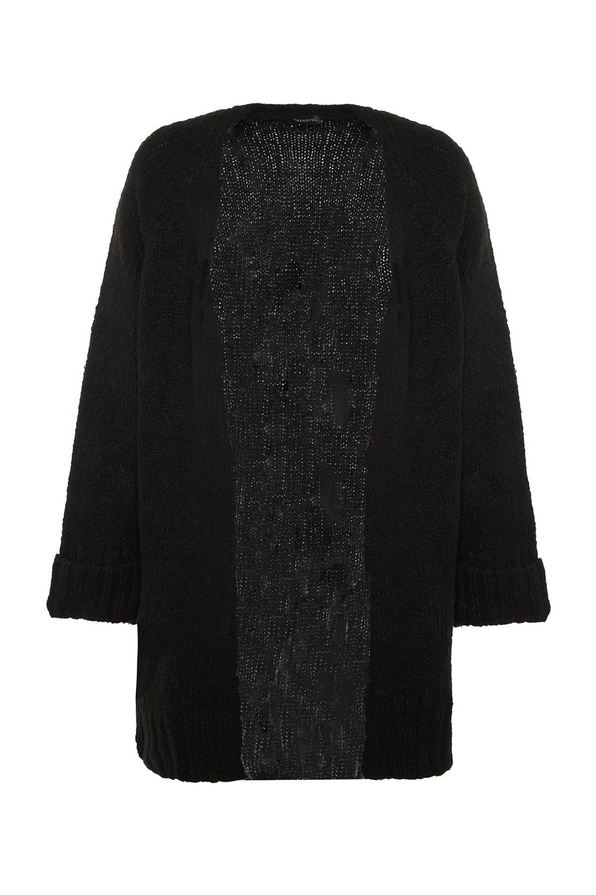 Trendyol - Black Regular V Neck Cardigan