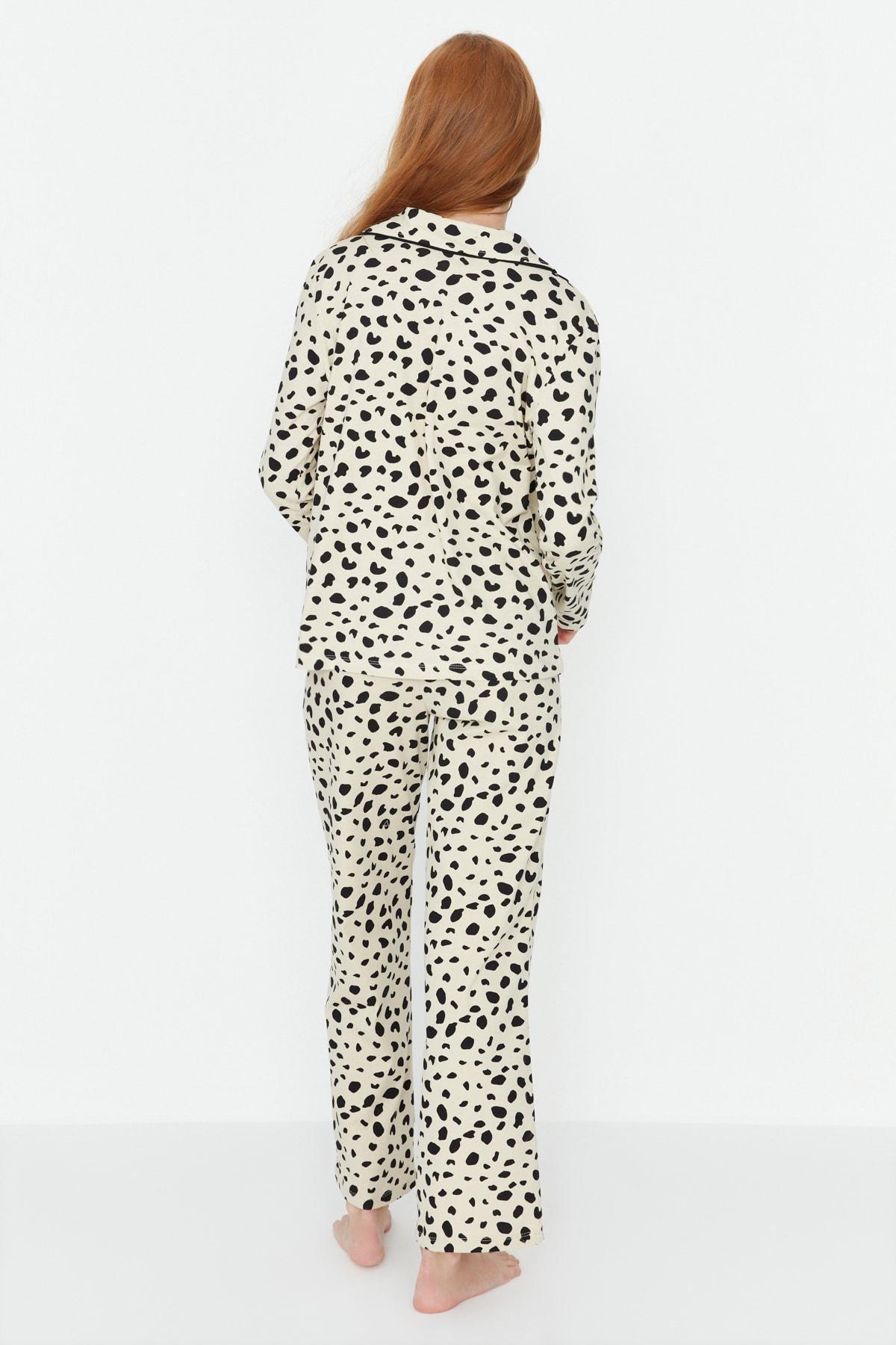 Beige Animal Print Pajama Set, Beige, large image number 5