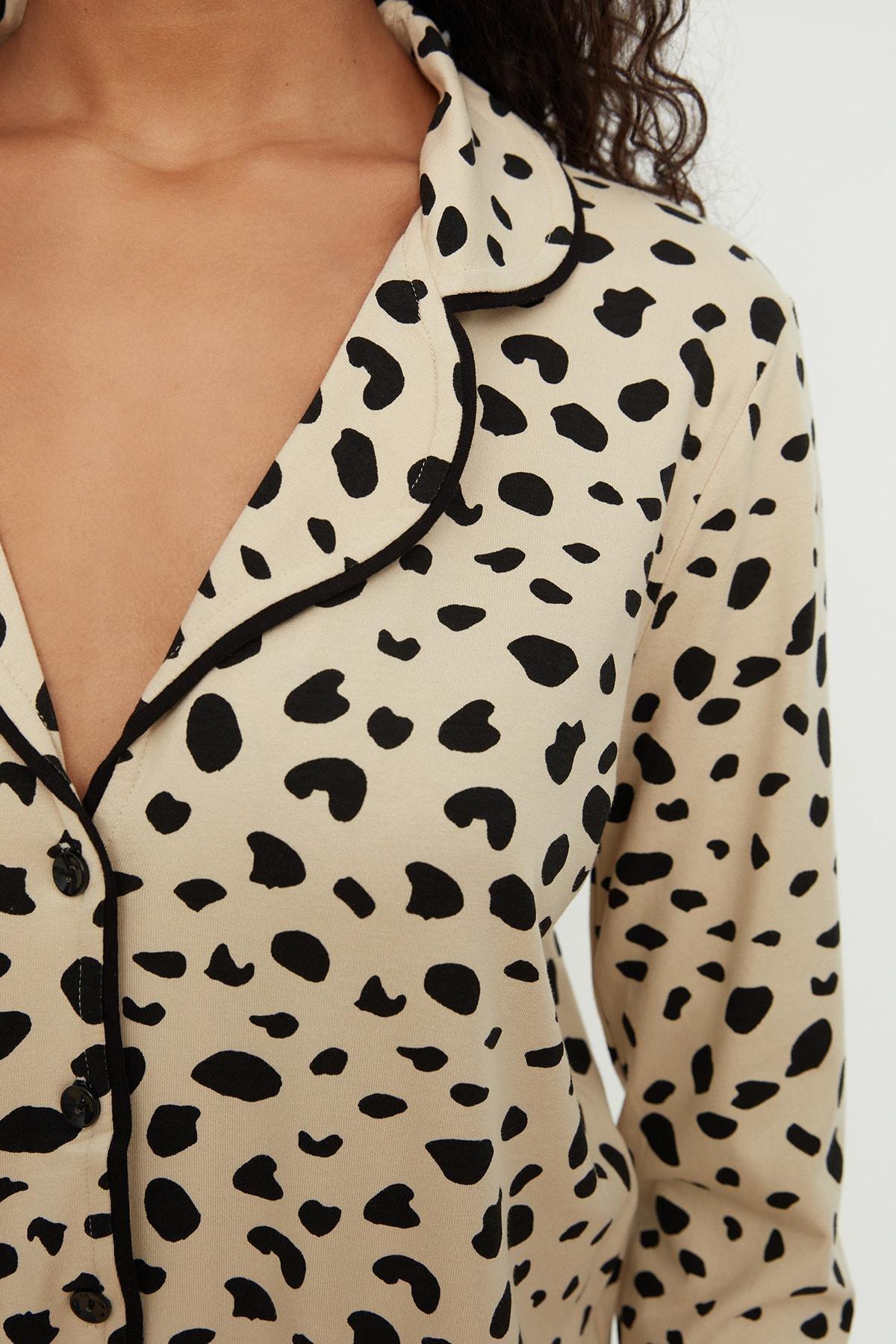 Beige Animal Print Pajama Set, Beige, large image number 7