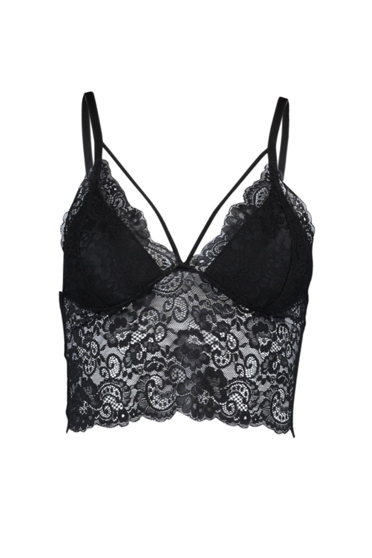 Black Plain V Neck Bra, , large image number 5