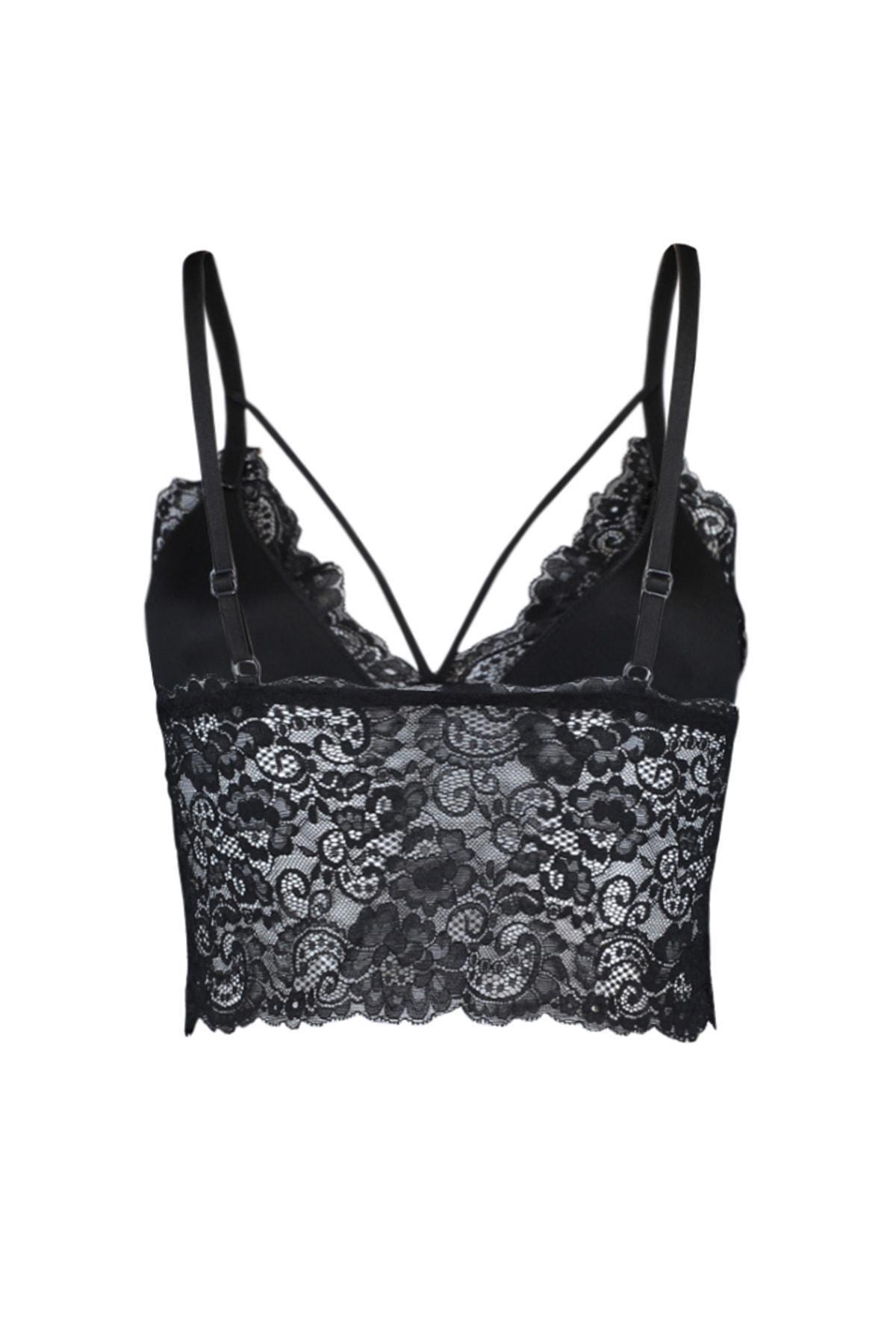 Black Plain V Neck Bra, , large image number 7